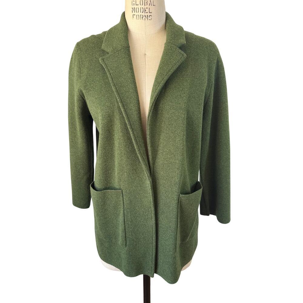 J. Crew Sophie Open Front Knit Cardigan Blazer in Green Size Medium - Picture 2 of 7